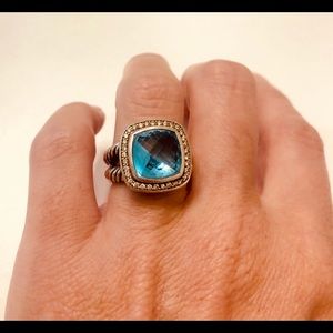 David Yurman 11MM Albion blue topaz ring
